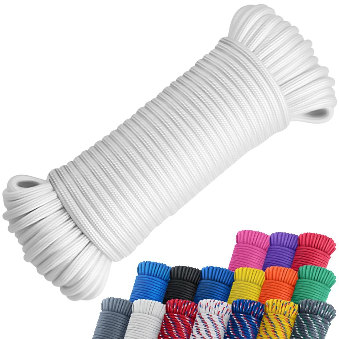 SMART&CASUAL 100 ft 1/4" Nylon Poly Rope Strong 1/4" x 100', White gallery