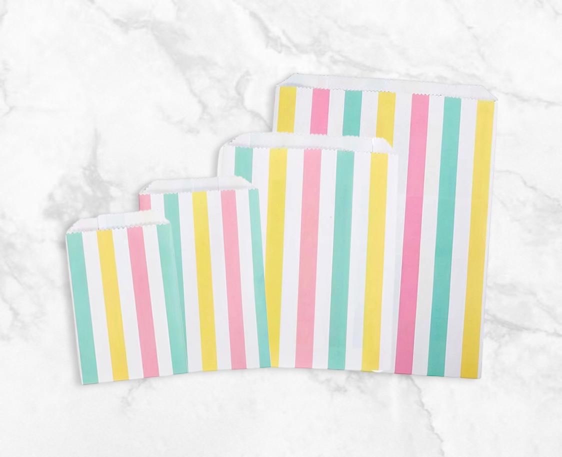 CABANA STRIPES Design Flat Paper Merchandise Bags Choose Size & Pack Amount gallery