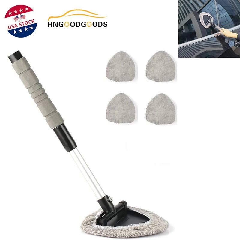 Auto Windshield Cleaning Tool Extendable Window Cleaner Brush Glass Wiper w/ Pad gallery
