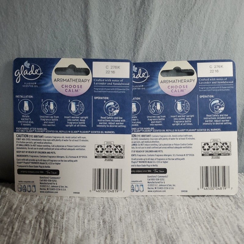 Glade 2.68oz PlugIns Scented Oil Refill Lavender Sandalwood Choose Calm NEW gallery