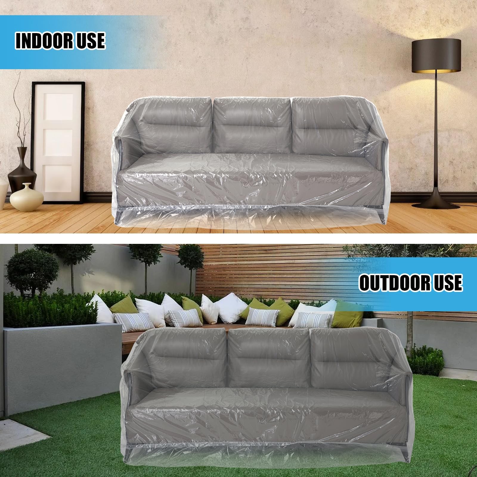 Plastic Sofa Couch Cover,96 x 42 x 62 Inch Plastic Furniture Covers for Moving, gallery