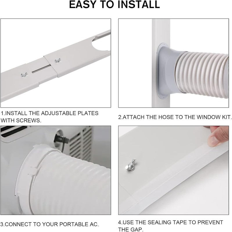 Portable A/C Window Vent Kit, Adjustable Seal, 5.9 Inch Diameter, 59 Inch Hose gallery