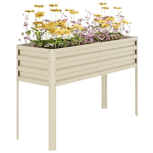 Galvanized Raised Garden Bed with Legs, 50×17×32 in Large Beige W/ Legs gallery
