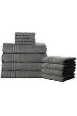 Home Reflections 100% Cotton Solid & Texture 12 Pc Towel Set Charcoal