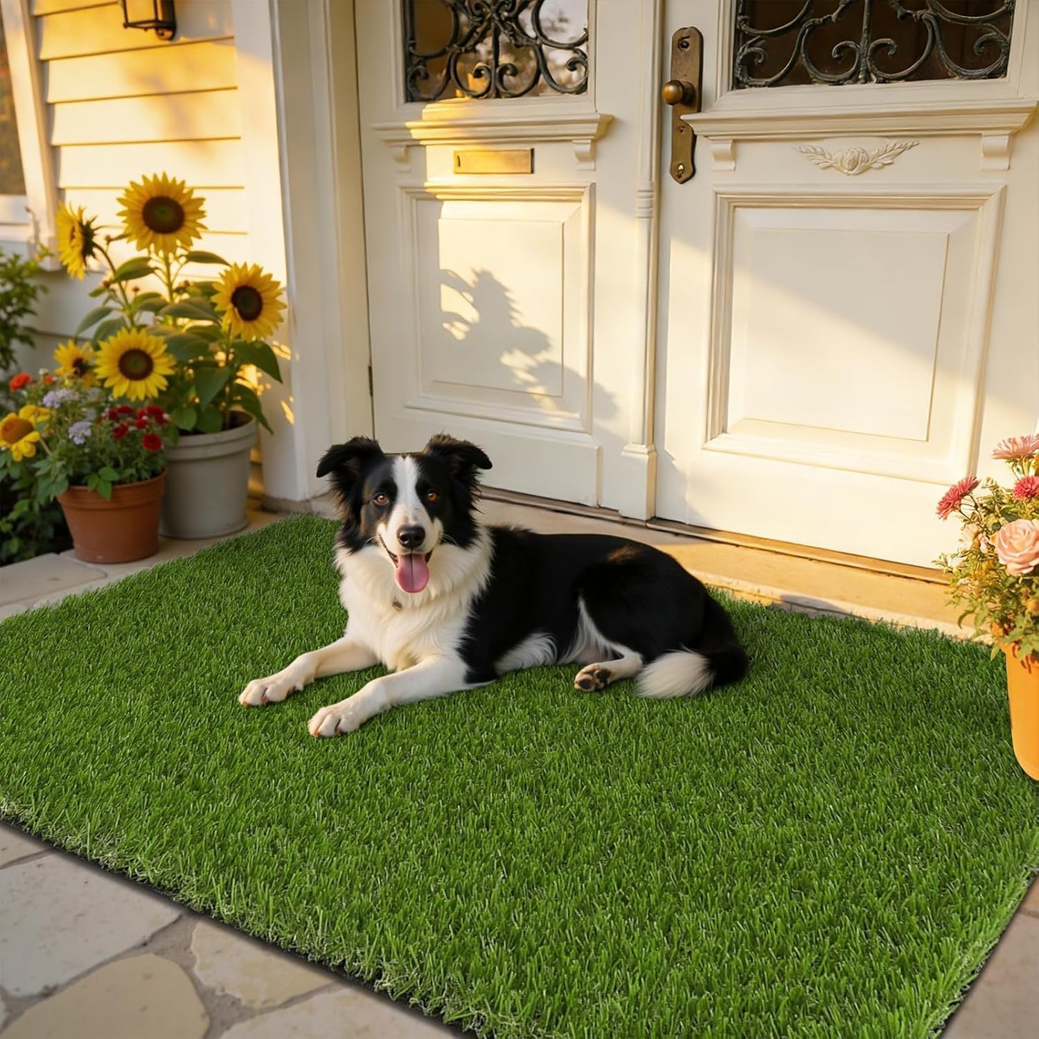 Artificial Grass Turf Rug 3'x5' Fake Grass Mat with Drainage Holes Outdoor gallery