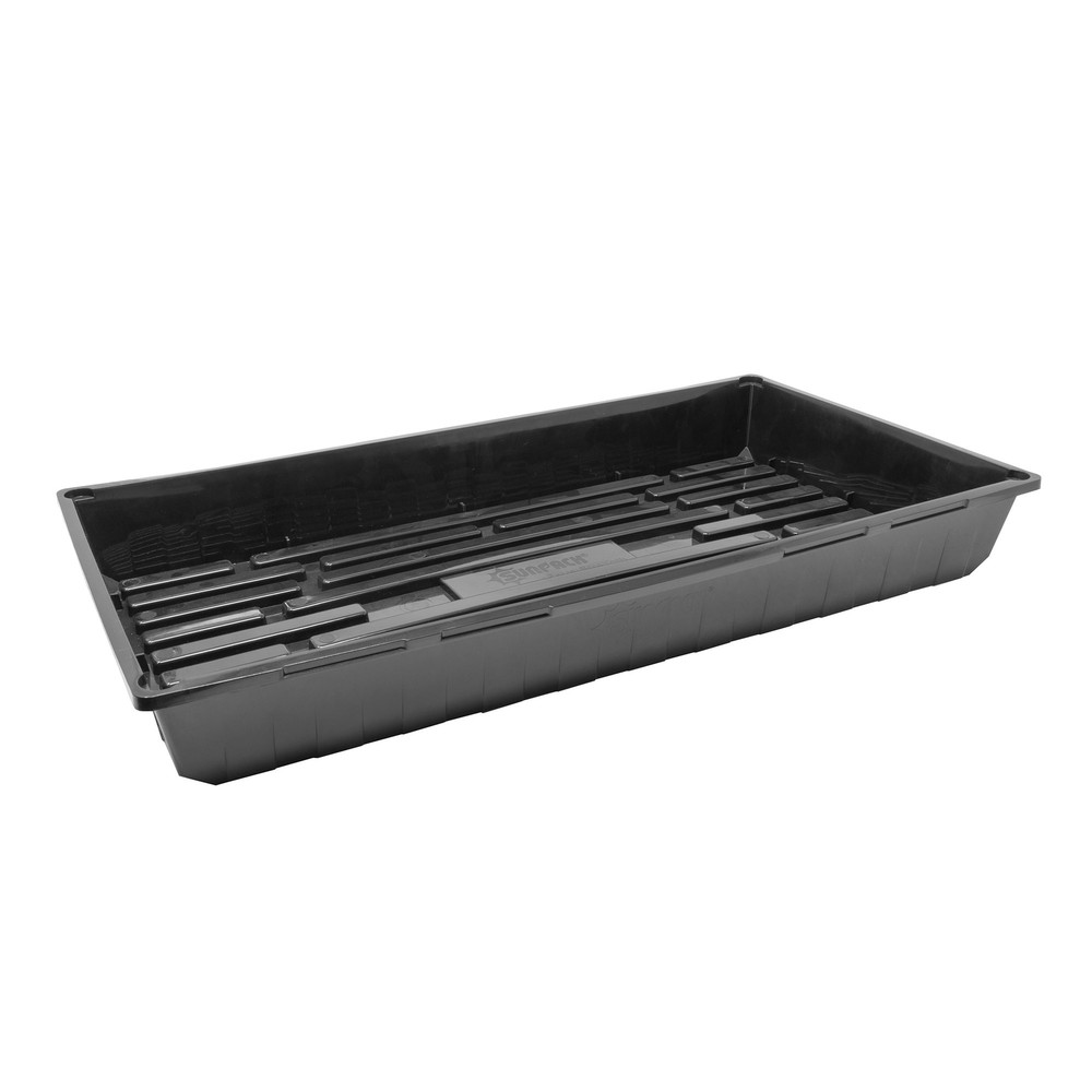 SunPack 10" x 20" Quad Thick Plastic Seed Starting Tray, Black, 2.5"
