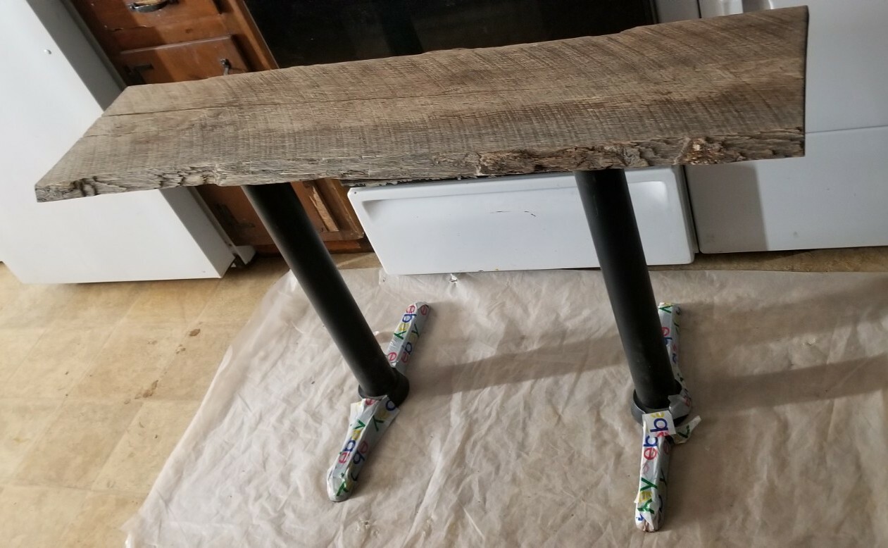 Red Oak Handmade Live Edge Metal Leg Entryway or Sofa Table 48Lx29Hx14W gallery