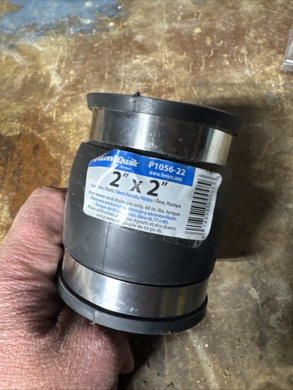 Fernco P1056-22 Black PVC Pipe Coupling 2 x 2 in. with 2-Stainless Steel Clamps gallery