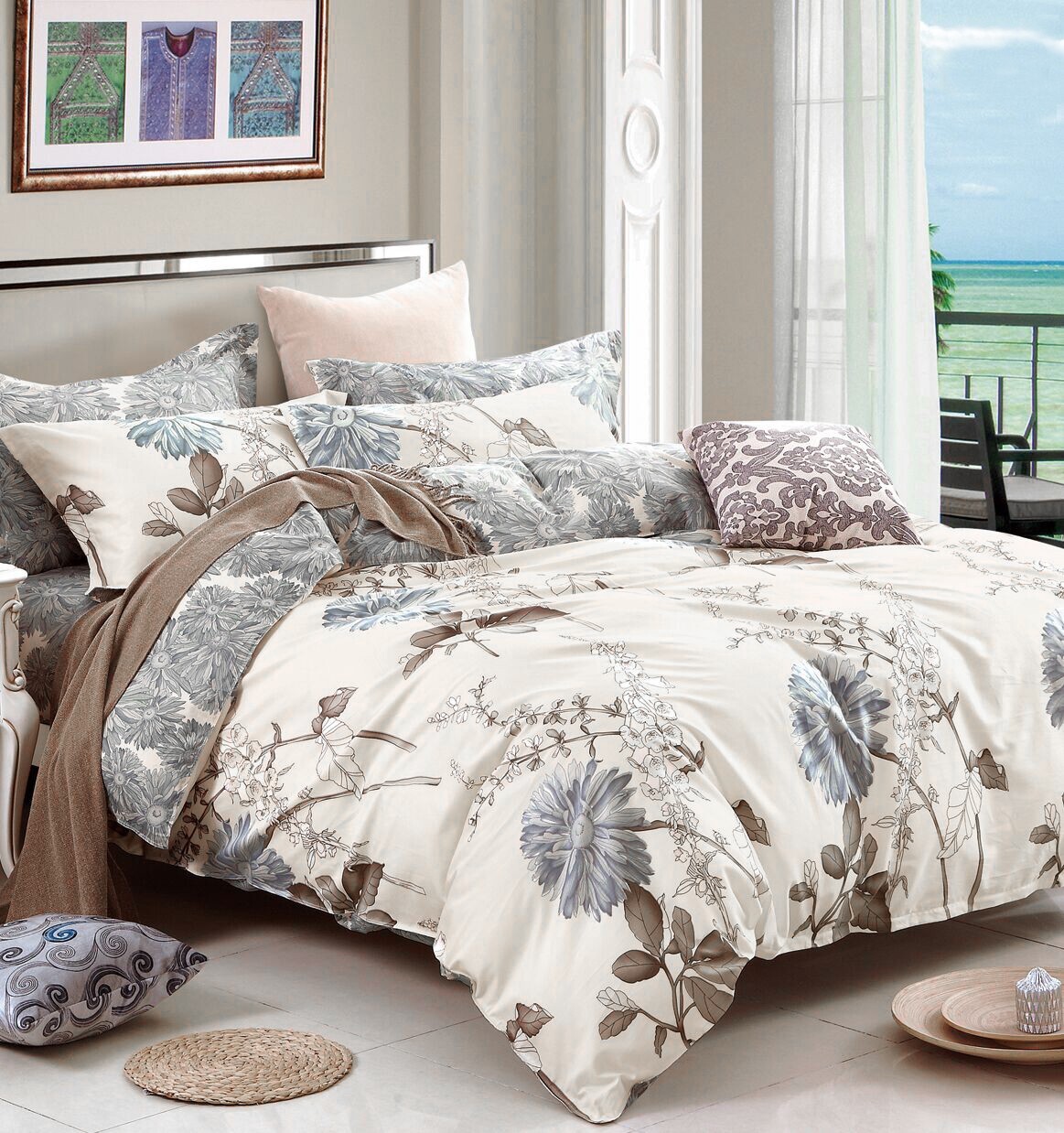 Daisy Floral Comforter Set: 1 Comforter + 2 Pillow Shams 100% Cotton Shell gallery