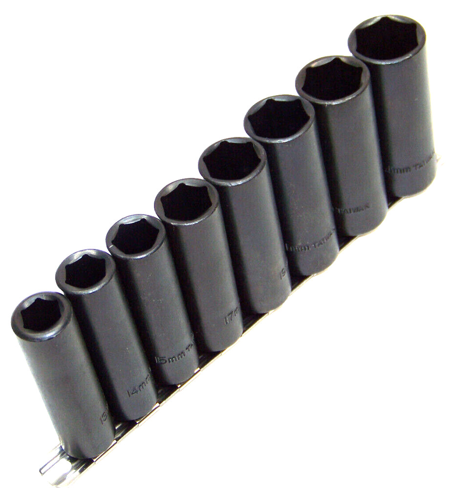 9 pc 1/2" DR Deep Air Impact Socket Metric 1/2in Drive Sockets Black MM Set