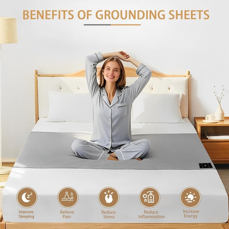 Grounding Bed Sheets with 10% Silver Fiber for Queen Size - Safe Sleep Solution gallery