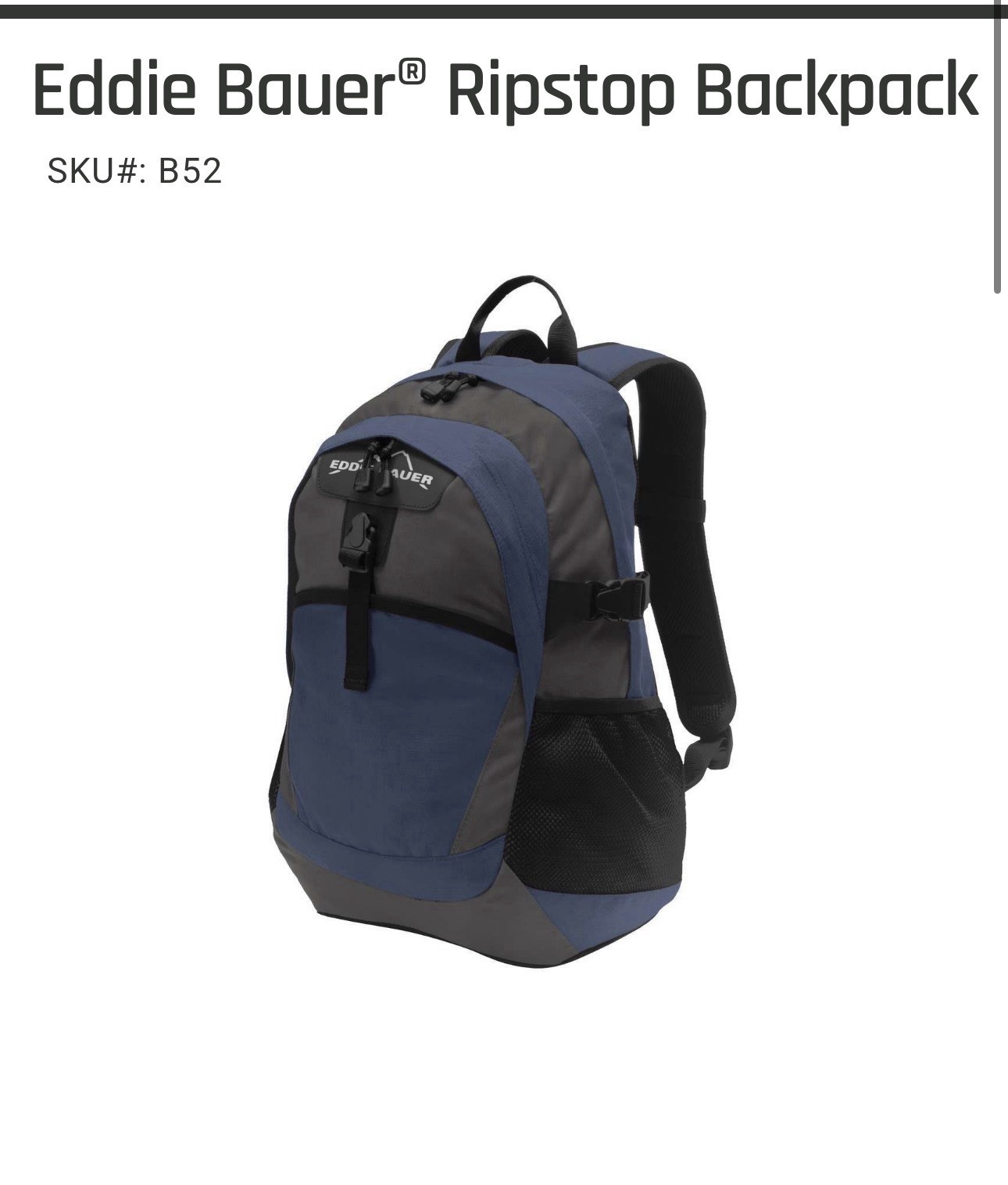 Eddie Bauer  Black/Gray Ripstop Backpack