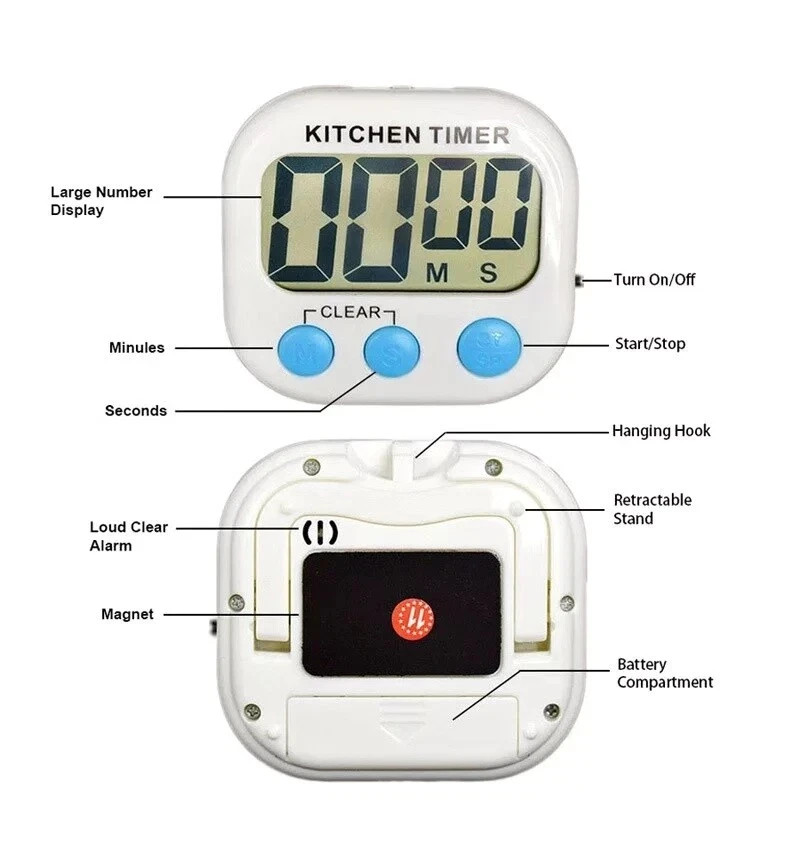 Magnetic Large LCD Digital Kitchen Cooking Timer Count Down Up Clock Loud Alarm gallery