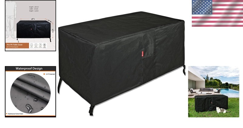 Rectangular Fire Pit Cover-Fits 44-48 inch Fire Table-Outdoor Waterproof Anti... gallery