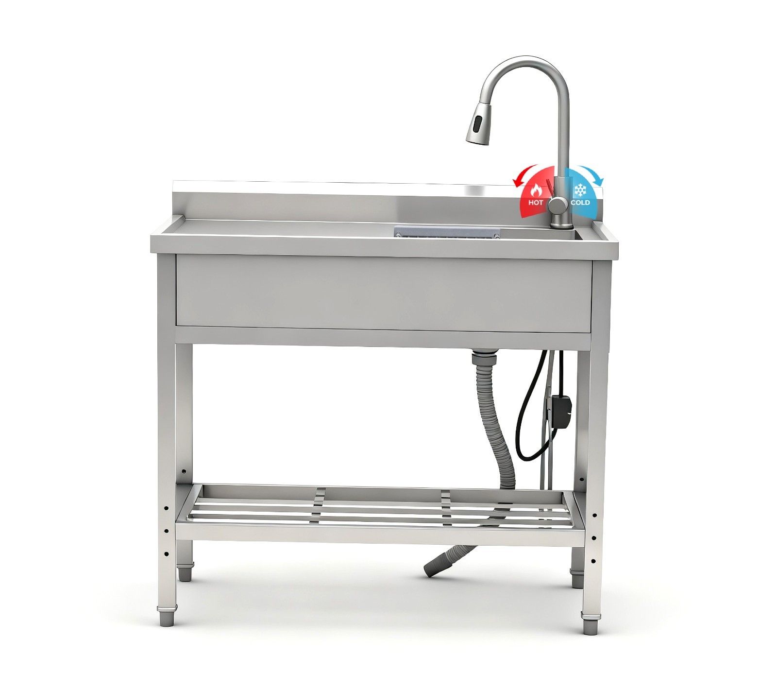 Stainless Steel Utility Sink, 39'' Free Standing Single Bowl Kitchen Sink gallery
