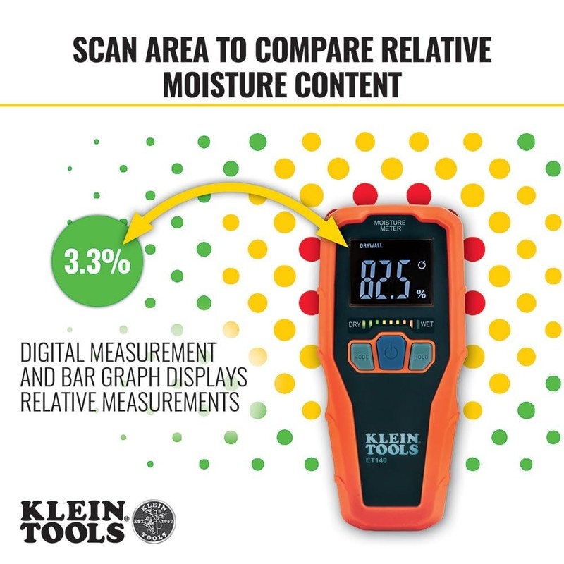 Klein Tools ET140 Pinless Moisture Meter: Non-Destructive Detection Up to 3/4... gallery