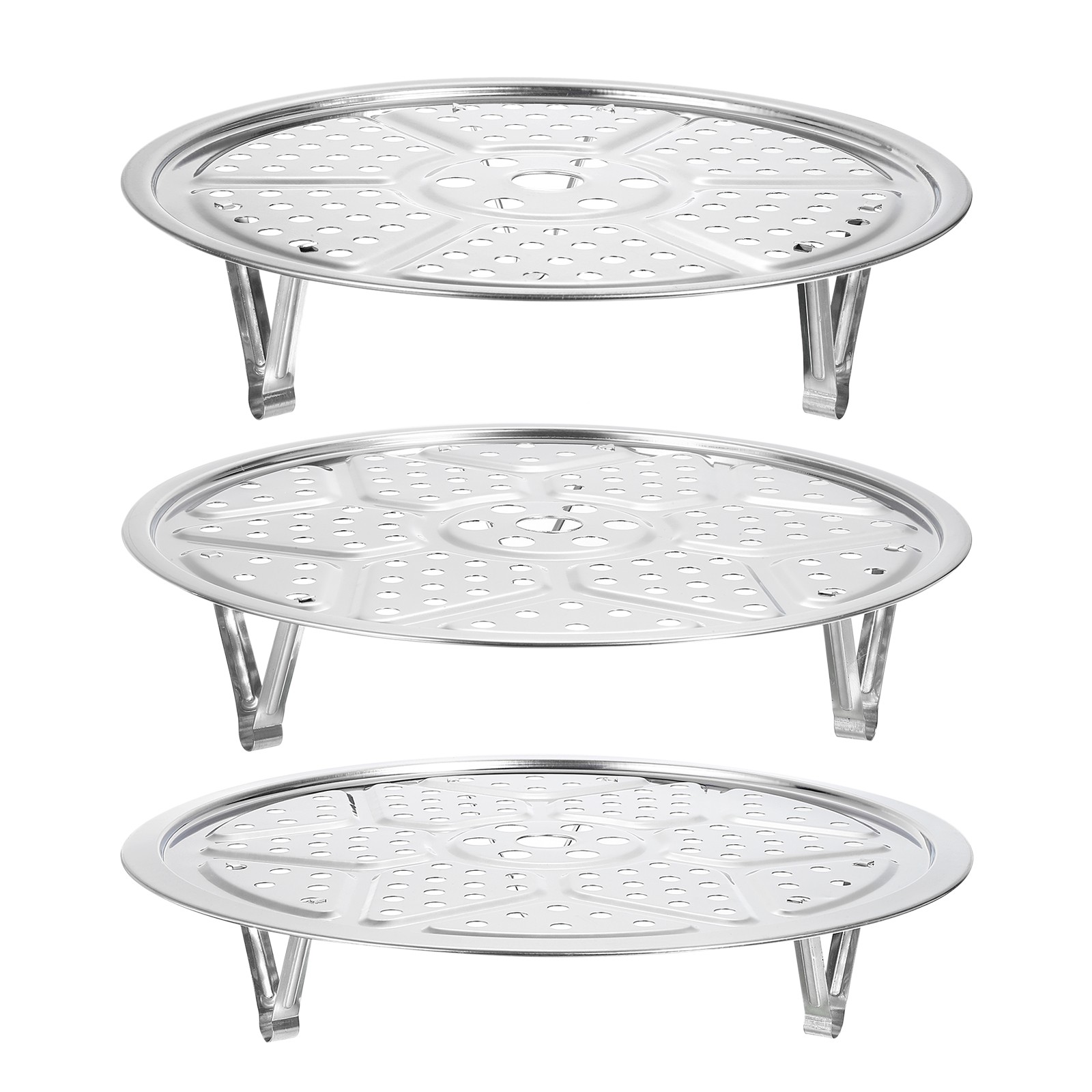 3pcs Stainless Steel Steamer Rack with Stand Insert Stock Pot Steaming Tray gallery