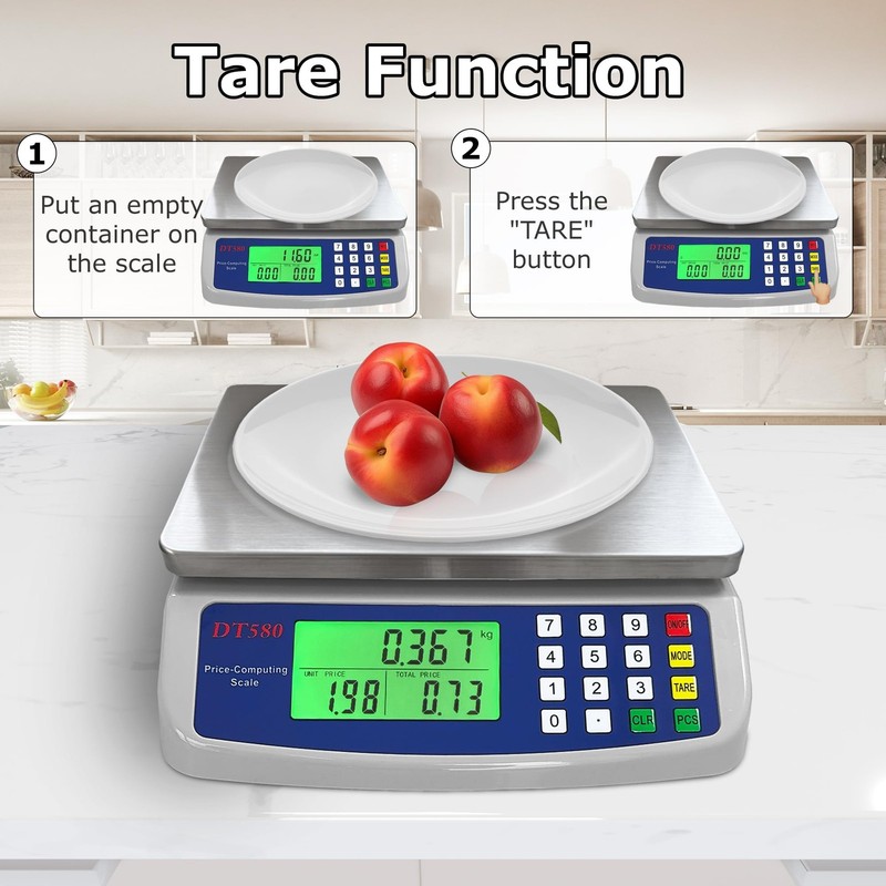 Large Digital Kitchen Scale 40kg/88lb Stainless Steel Price Computing Scale C... gallery
