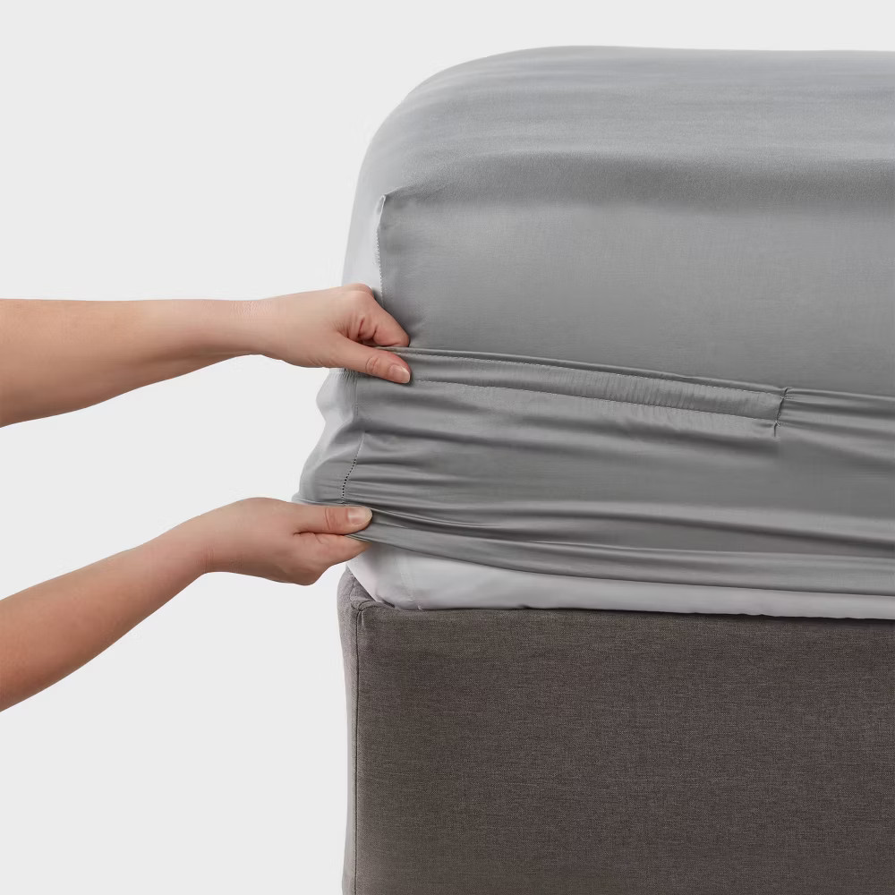 Queen 400 Thread Count Performance Fitted Sheet Classic Gray - Threshold: Cotton gallery