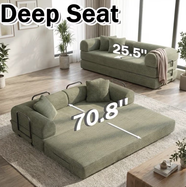 Convertible Sofa Bed Sectional with Reclining Bed n Space Saving Compression gallery