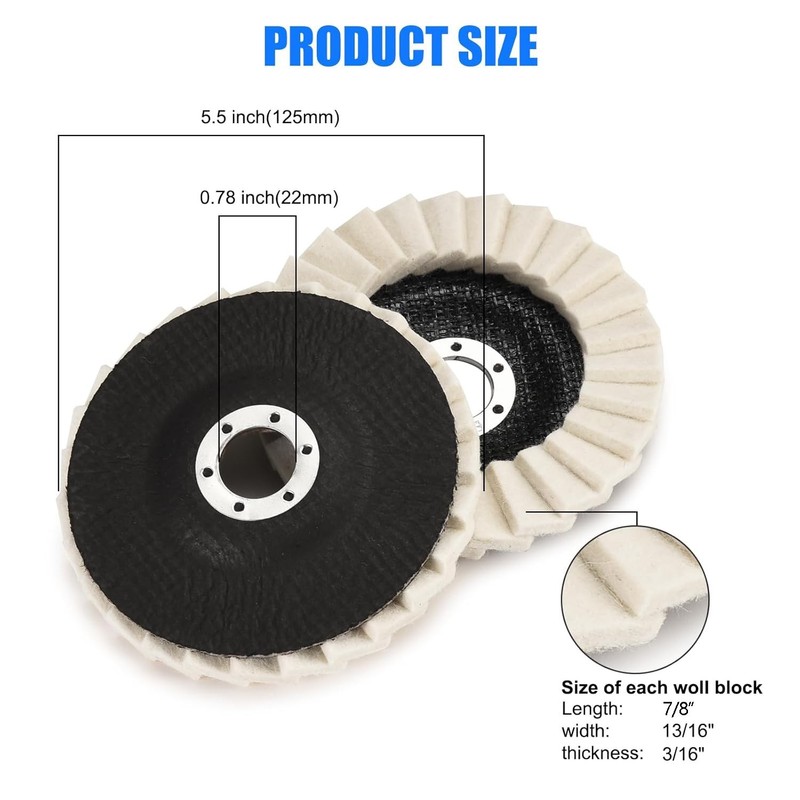 5pcs 4.5/5" Wool Polishing Wheels Buffer Pads Flap Felt Polishing Finishing Disc gallery