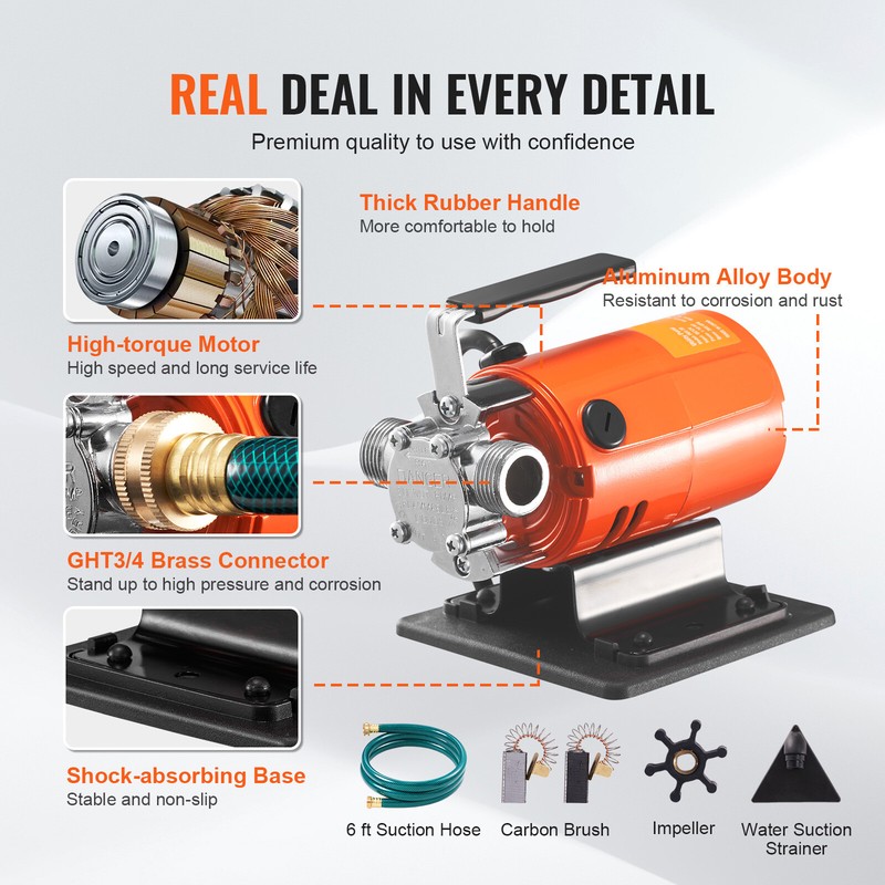 Water Transfer Removal Pump Portable Utility Pump 120V 360 GPH 1/10HP Hose gallery