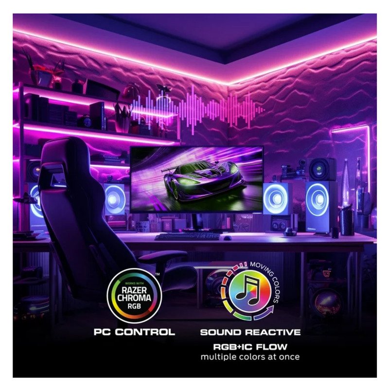 Monster Smart Lighting Indoor LED Light Strip, RGBIC Multicolor Flow LED Lights gallery