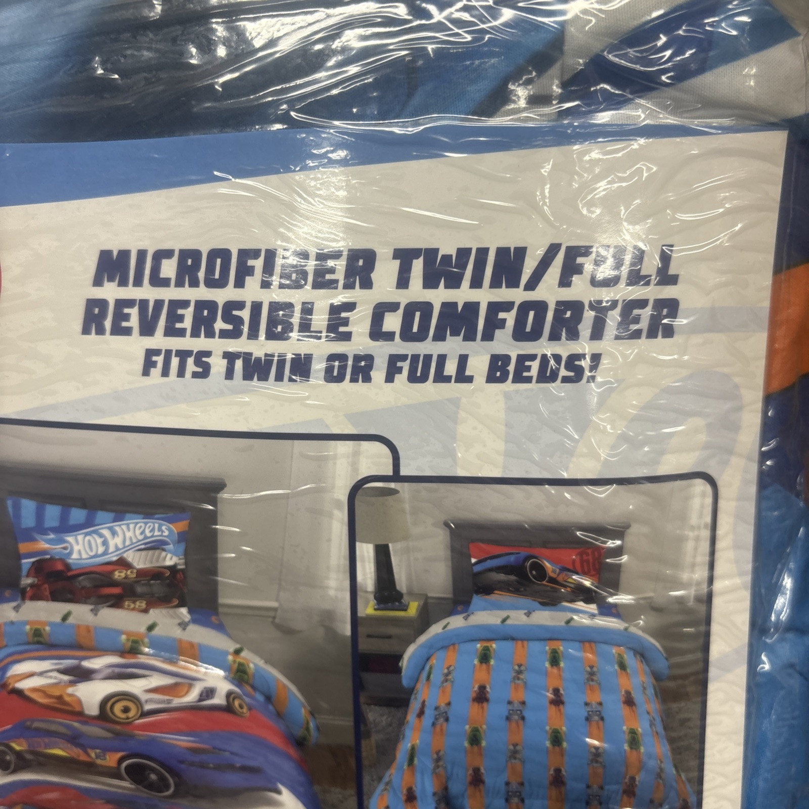 Vibrant Hot Wheels Reversible Comforter for Kids - 86" x 72" Twin/Full Size NEW gallery