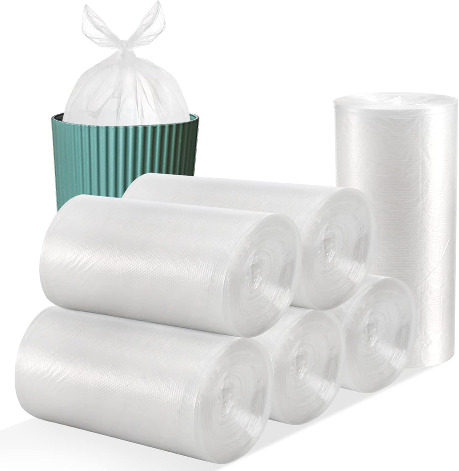 300 Counts 8 Gallon Clear Small Garbage Bags Trash Bags, Wastebasket Bin Liners gallery