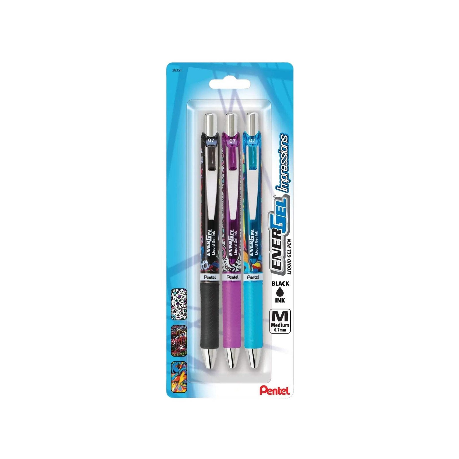 EnerGel RTX Retractable Liquid Gel Pens, 0.3mm to 0.7mm, Assorted Ink 3-Packs gallery