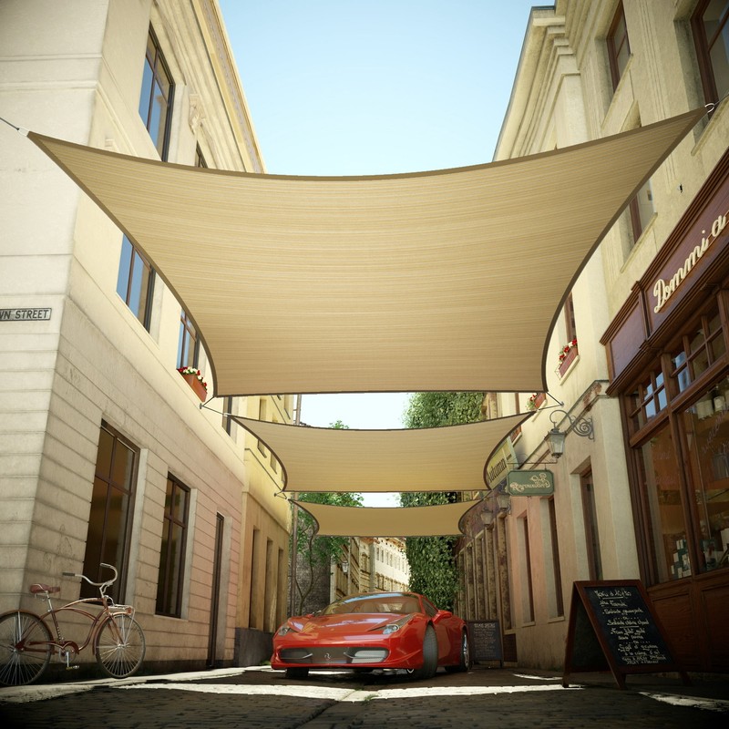 Colourtree Beige Custom Size Rectangle Sun Shade Sail Canopy Fabric Cover Patio gallery