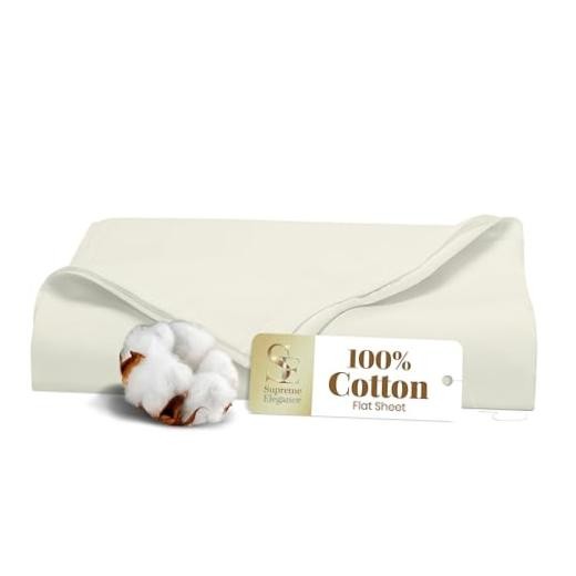 100% Cotton Flat Sheet Only, Fresh Ivory, Percale Weave, King 03 - Fresh Ivory gallery