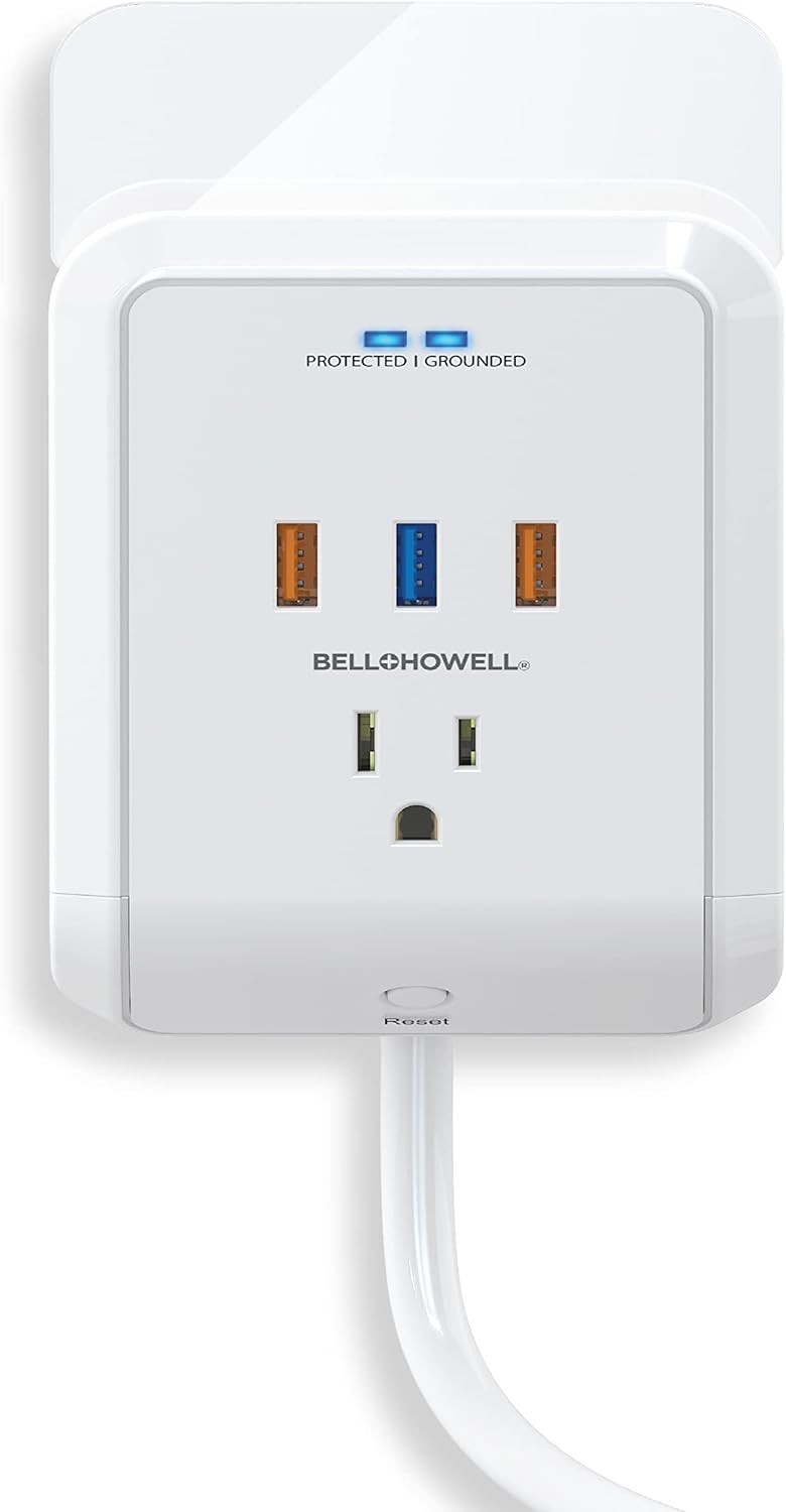 Bell + Howell Power Pro Outlet Extender–3 AC Outlets 3 USB Ports 4 ft Ext. cord gallery
