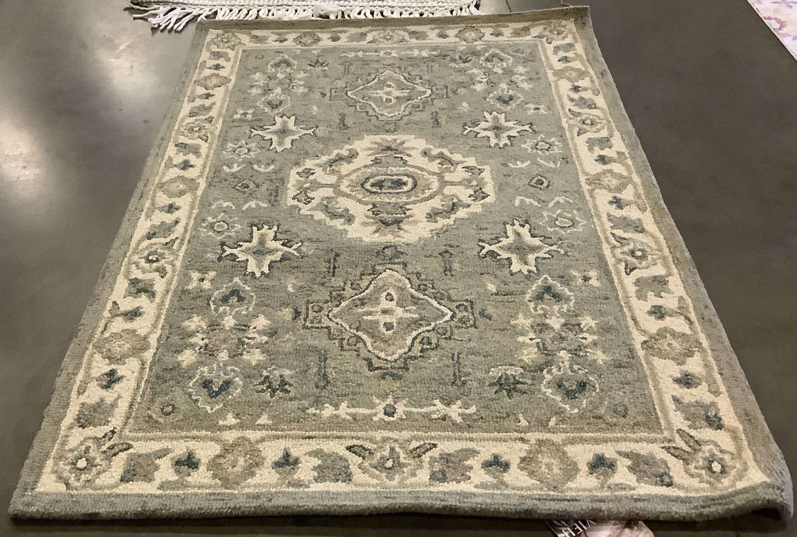 MOSS / IVORY 4'-0" x 6'-0" Back Stain Rug, Reduced Price 1172676480 APN601W-4 gallery