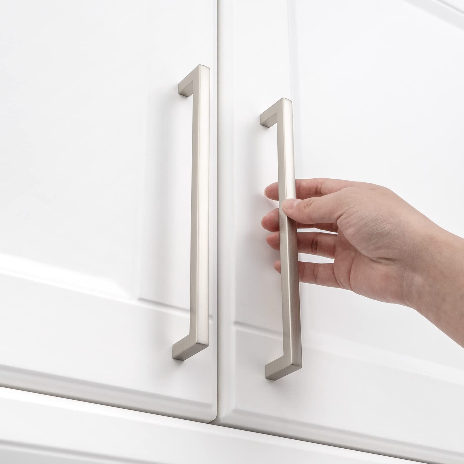 Solid Square Bar Cabinet Handle - Brushed Nickel Furniture Pull, 7.6 Inch/192... gallery
