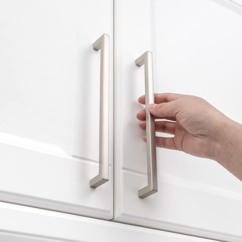 Solid Square Bar Cabinet Handle - Brushed Nickel Furniture Pull, 7.6 Inch/192... gallery
