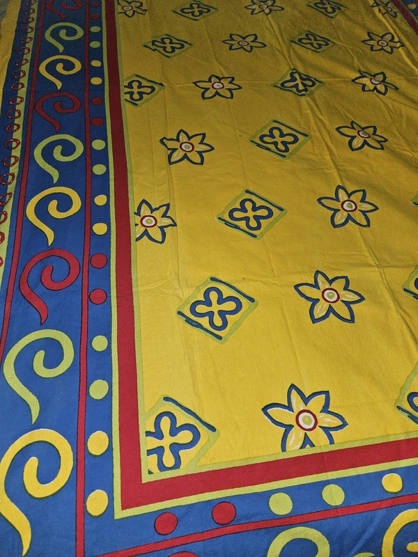 Sacred Threads Boho Abstract Flowers Cotton Tablecloth Or Wall Hanging 84 x 58 gallery