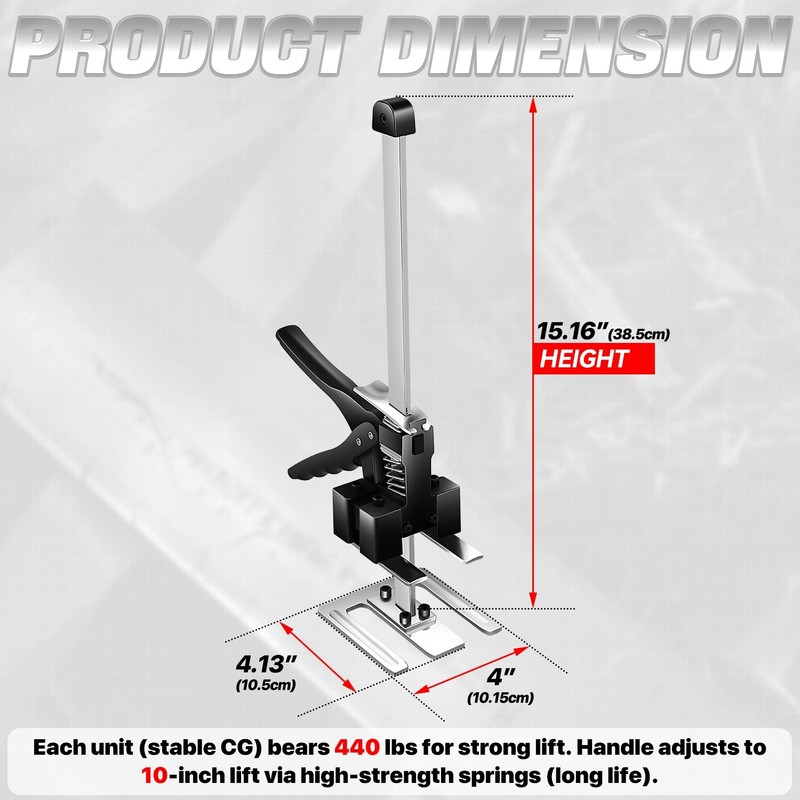 10in 440lbs Hand Jack 2X Lever Arm Lifter Labor Saving Handle Wall Tile Locator gallery