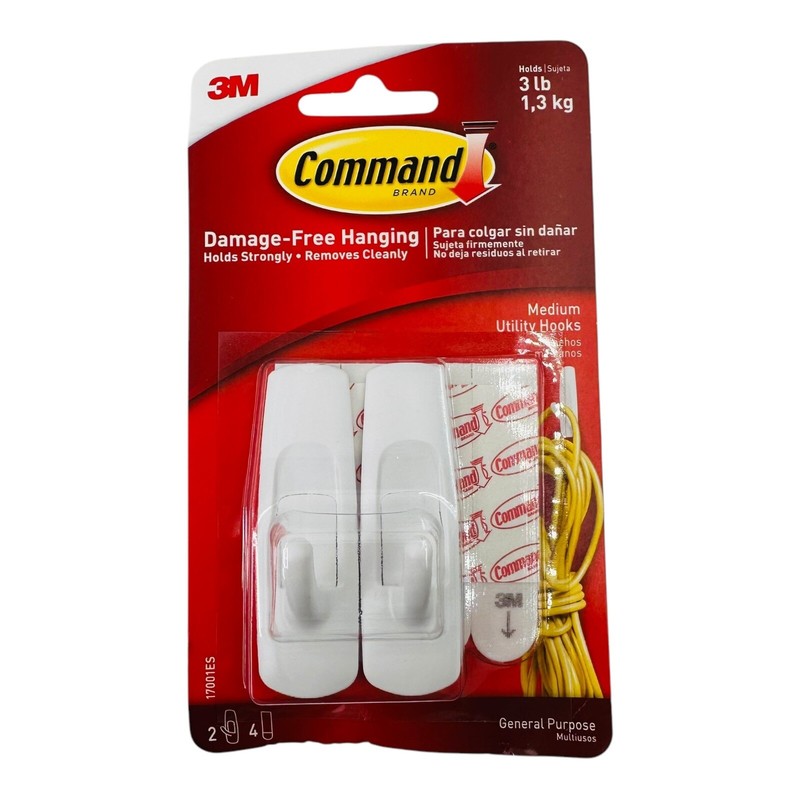 4 Hooks Command Medium Utility Hooks White General Purpose Hooks & Strips gallery