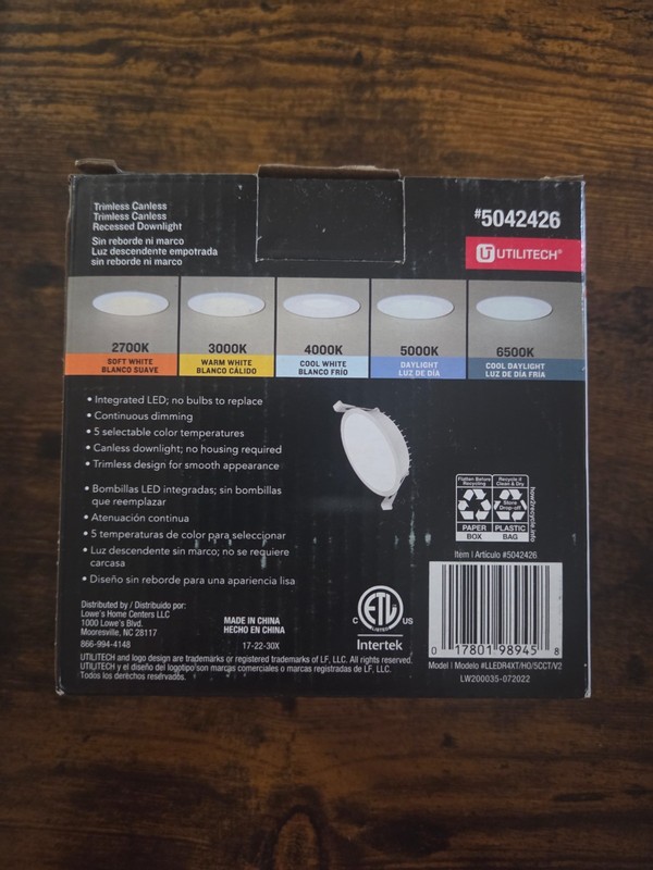 UTILITECH: 5042426 4" LED Trimless Canless Recessed Downlight - 2 Pack gallery