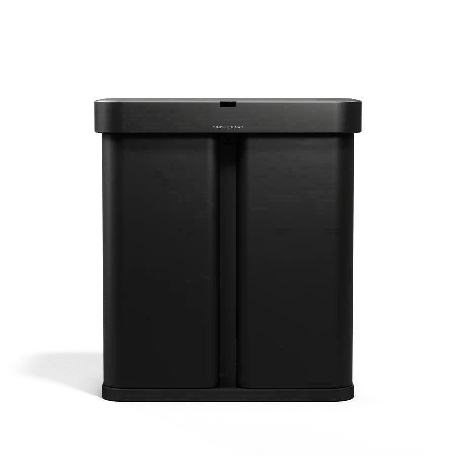 Simple Human - Rectangular Sensor/ Voice - 58L Trash/ Recycler | Matte Black gallery