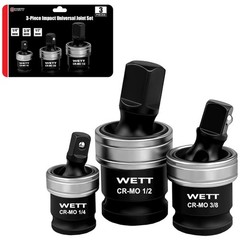WETT 3-Piece Impact Universal Joint Set, 1/2″, 3/8″ and 1/4″ Drive Socket Swivel