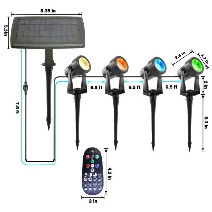 Deck Impressions Solar Spotlight with Detached Solar Panel, 4-Pack gallery