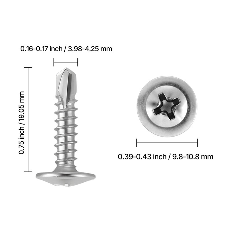Self Tapping/Drilling Screws 3/4 Inch Stainless Steel Phillips Wafer Head 350pcs gallery
