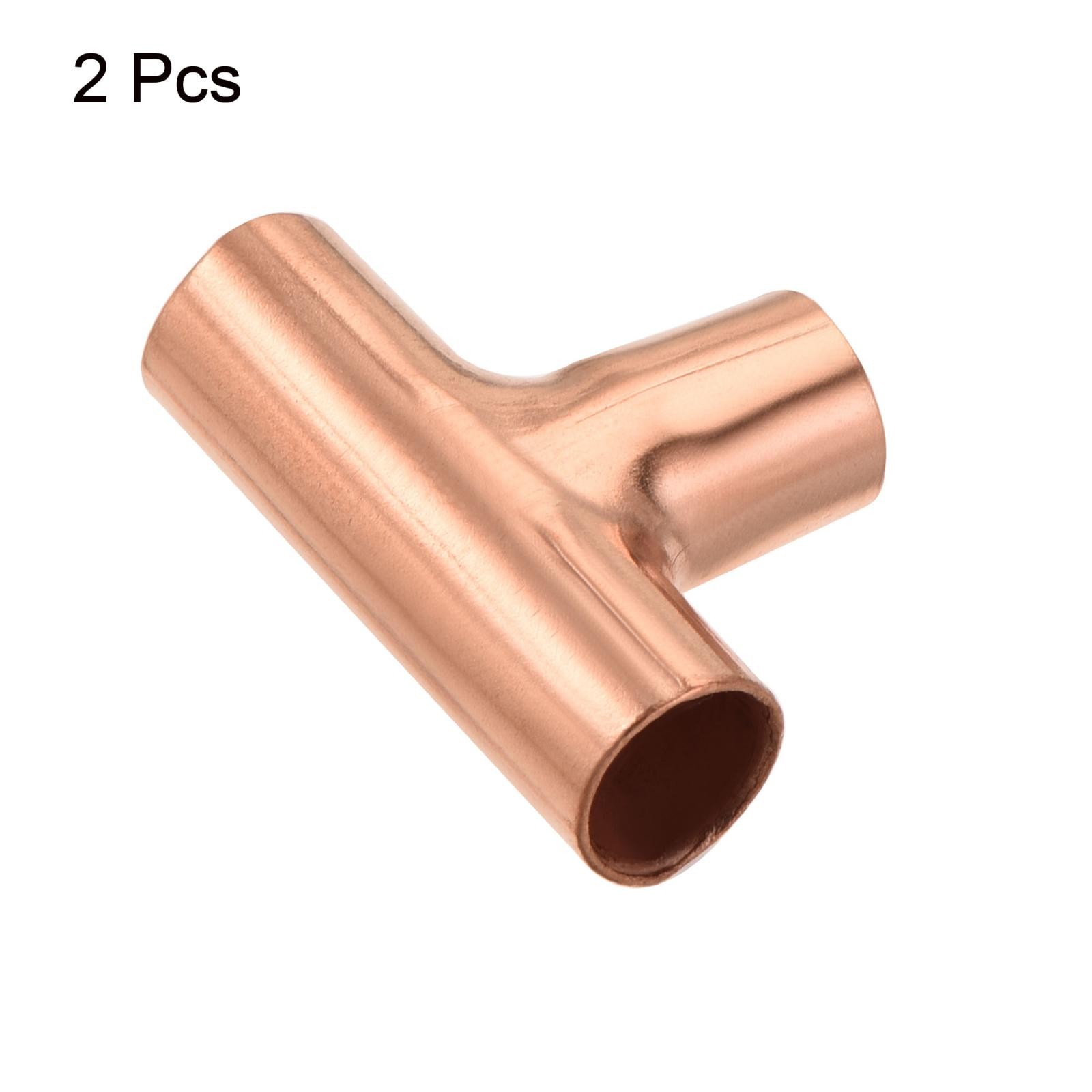 2 pack Tee Copper Fitting 3 Way Welding Joint 1/4 Inch ID gallery