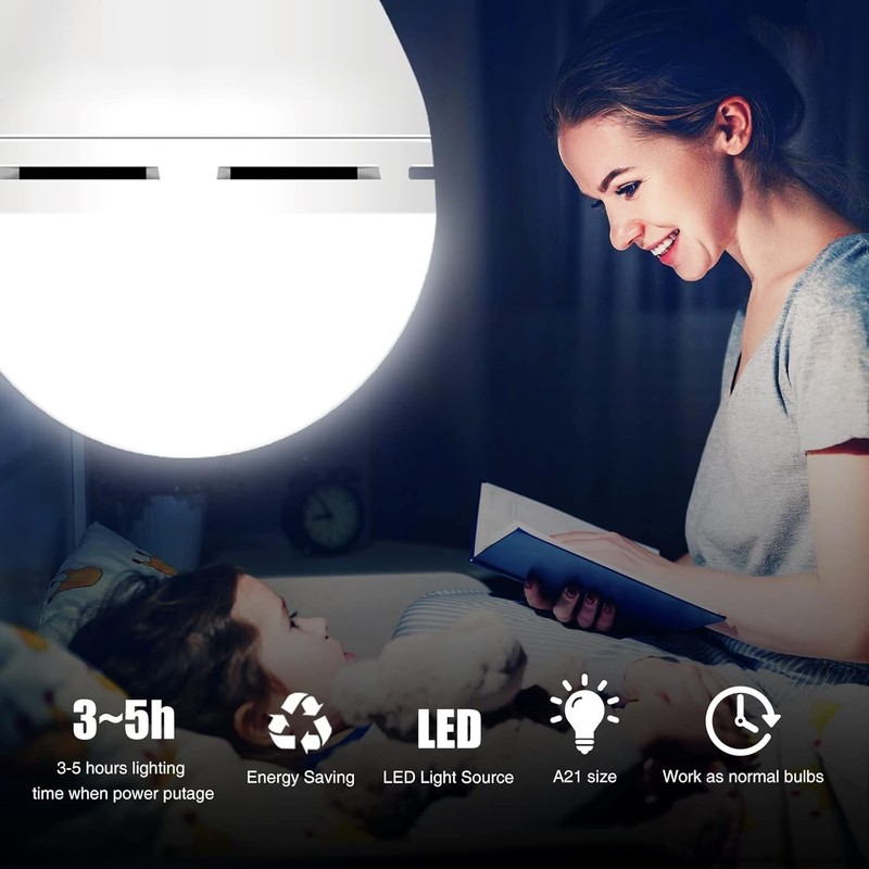 6Pack Emergency-Rechargeable-Light-Bulb,6500K LED Light Bulb with 1200 mAh,Hook gallery