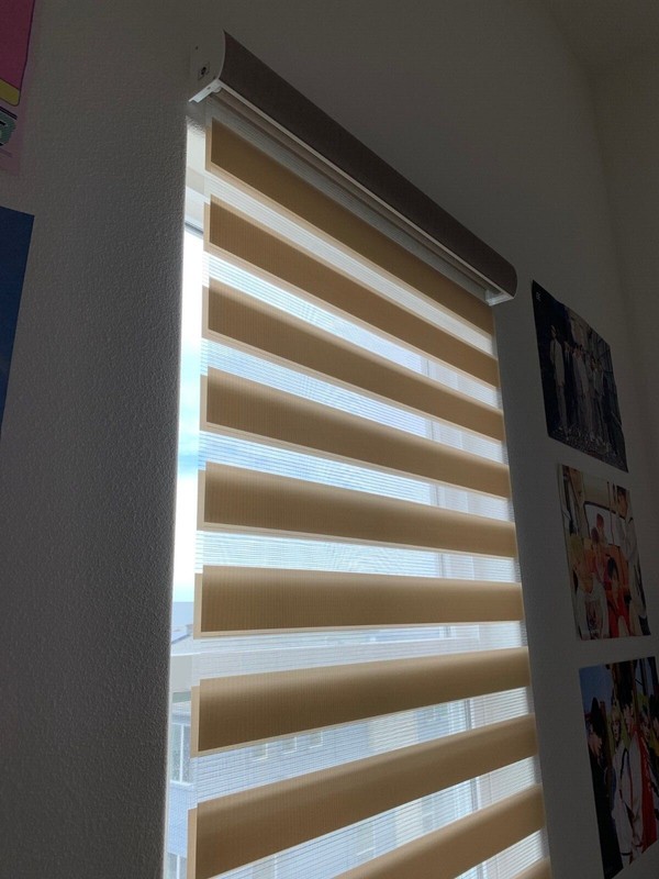 GoDear Design Cordless Light Filtering Zebra Roller Shade Blinds 35"W x 72"L Tan gallery