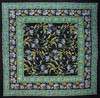 French Floral Square Cotton Tablecloth 60" x 60" Blue on Black gallery