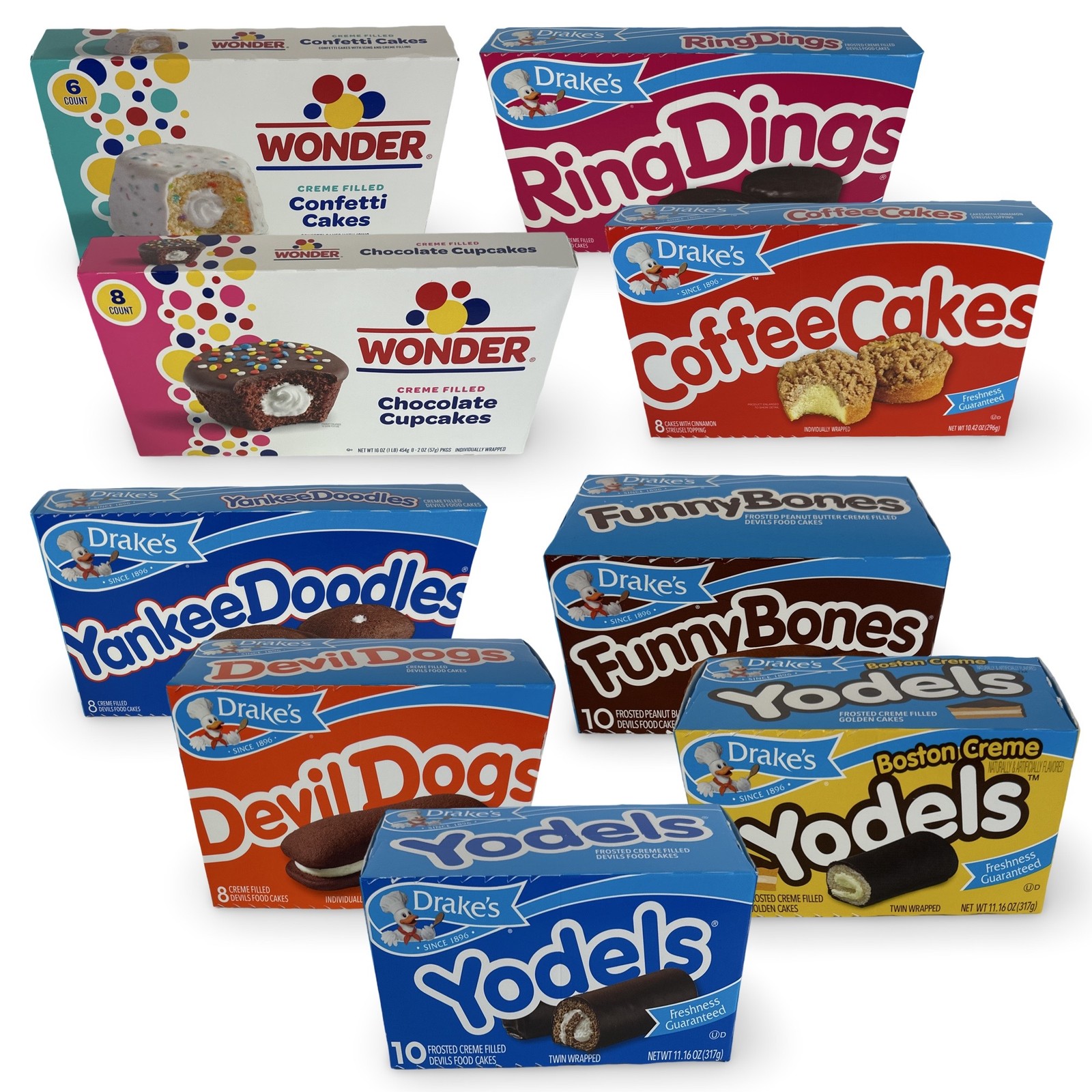 Drake's and Wonder Snack Cakes Multipack Box, Featuring Cupcakes, Yodels, Devil gallery