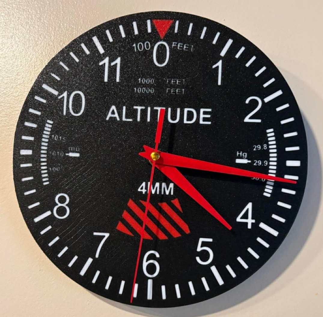 Trintec Replica Aviation Altimeter 10" Round 3D Printed Retro Wall Clock gallery